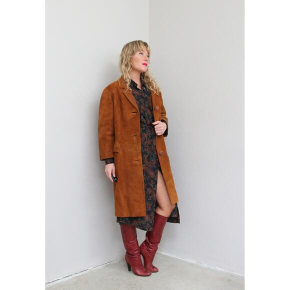 1970's Vintage Spanish Suede Mid Length Alfaro Coat ~ Men's MD Women's MD LG - Picture 8 of 11